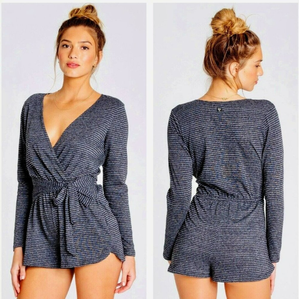 billabong The Perfect Time Romper stripe waist tie